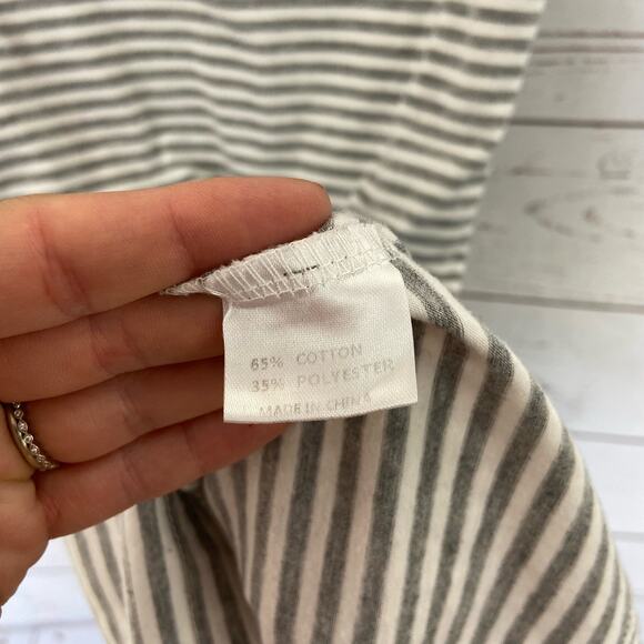 Merokeety S Grey Stripe Tie Waist Pocket Sheath Belted Mini Crew Tshirt Dress - Picture 7 of 7